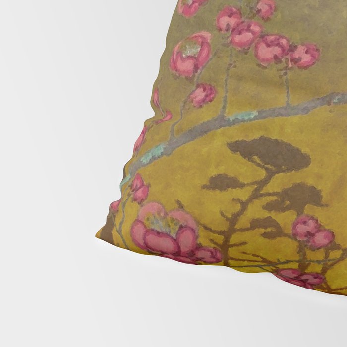 Night of Lights - Forest Nature Ukiyo Landscape in Yellow, Orange, Red & Black Pillow Sham Gallery Image 4