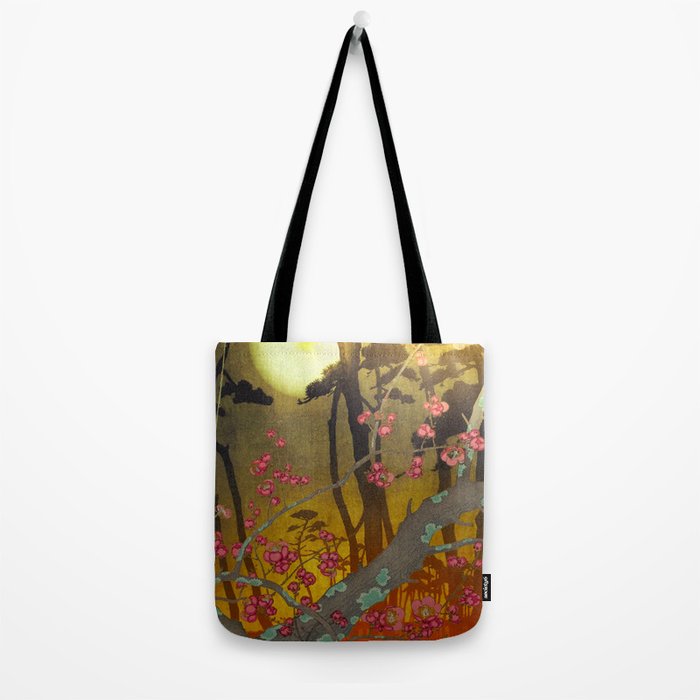 Night of Lights - Forest Nature Ukiyo Landscape in Yellow, Orange, Red & Black Tote Bag Gallery Image 2