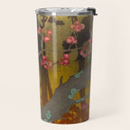 Night of Lights - Forest Nature Ukiyo Landscape in Yellow, Orange, Red & Black Travel Mug Gallery Image 2