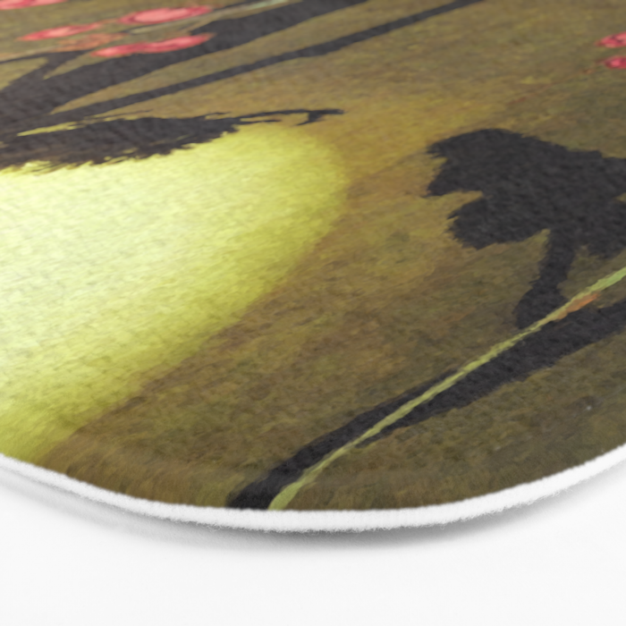 Night of Lights - Forest Nature Ukiyo Landscape in Yellow, Orange, Red & Black Bath Mat Gallery Image 3