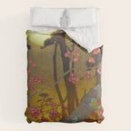 Night of Lights - Forest Nature Ukiyo Landscape in Yellow, Orange, Red & Black Comforter Gallery Image 6