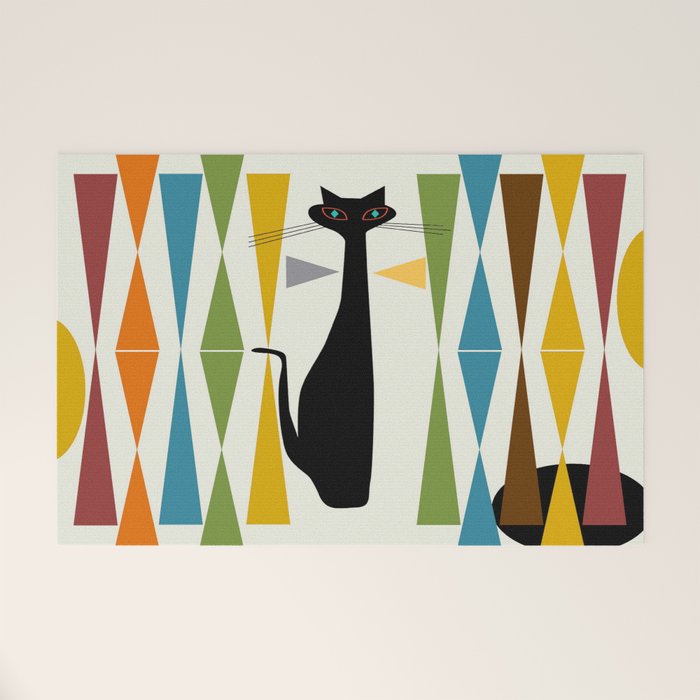 Mid-Century Modern Art Cat 2 Welcome Mat Gallery Image 1