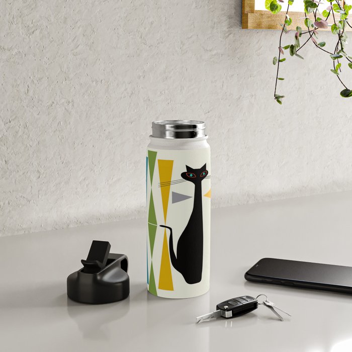 Mid-Century Modern Art Cat 2 Water Bottle Gallery Image 4