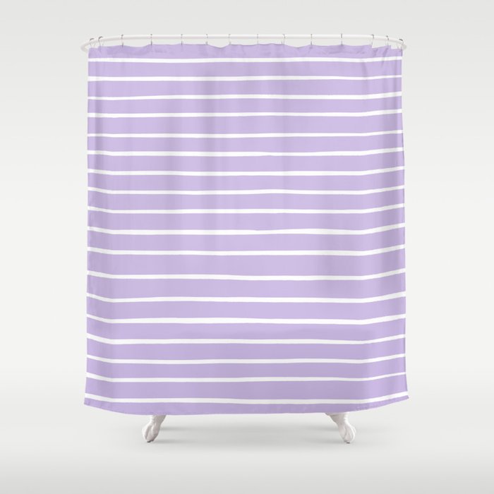 Stripes Lavender Shower Curtain Gallery Image 1