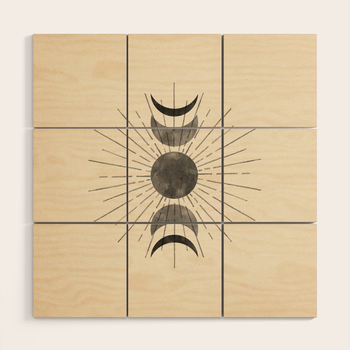 Boho sun and moon Wood Wall Art Gallery Image 1