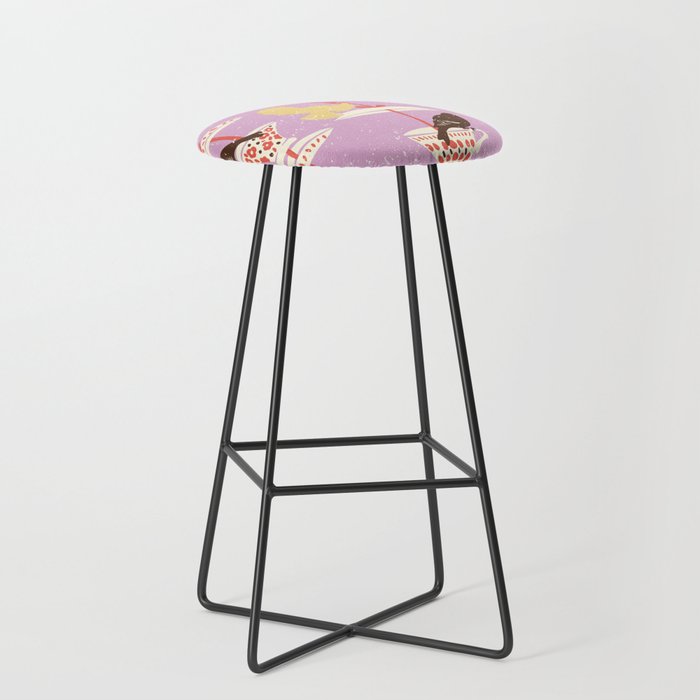 Garden Bird feeding happy pink Stool Gallery Image 1
