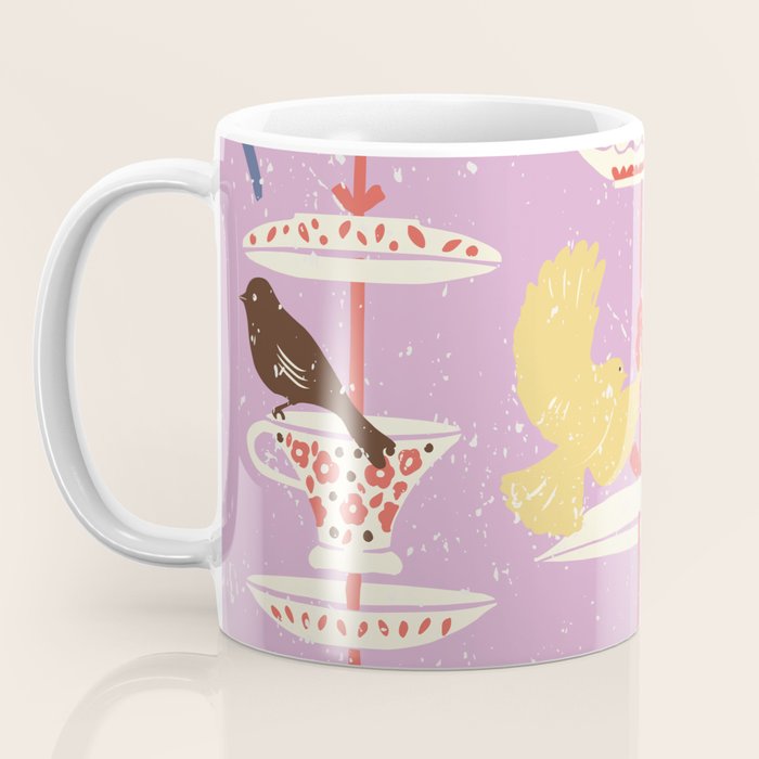 Garden Bird feeding happy pink Coffee Mug Gallery Image 3