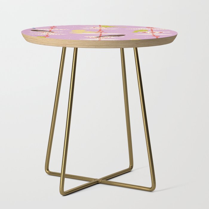 Garden Bird feeding happy pink Side Table Gallery Image 1