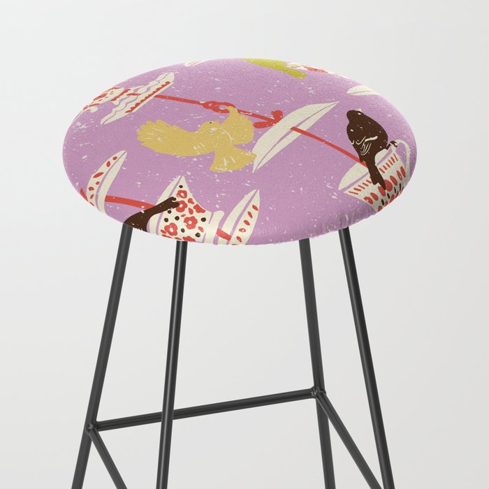 Garden Bird feeding happy pink Stool Gallery Image 2