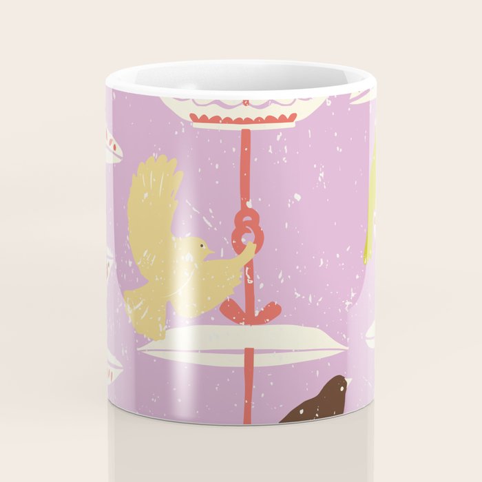 Garden Bird feeding happy pink Coffee Mug Gallery Image 4
