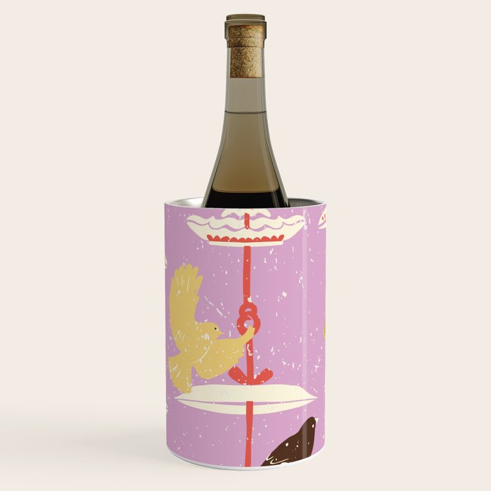 Garden Bird feeding happy pink Wine Chiller Gallery Image 1