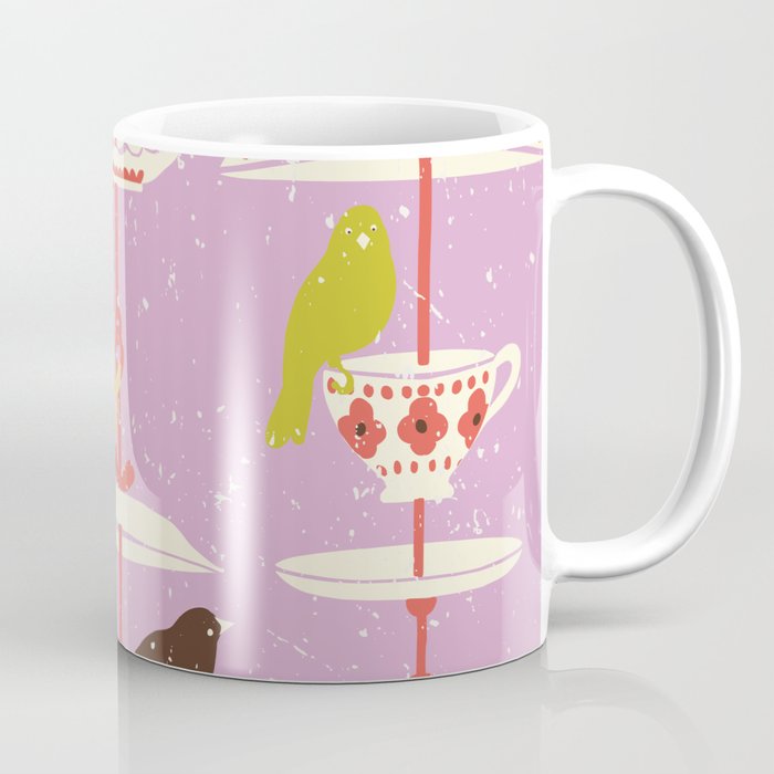 Garden Bird feeding happy pink Coffee Mug Gallery Image 1