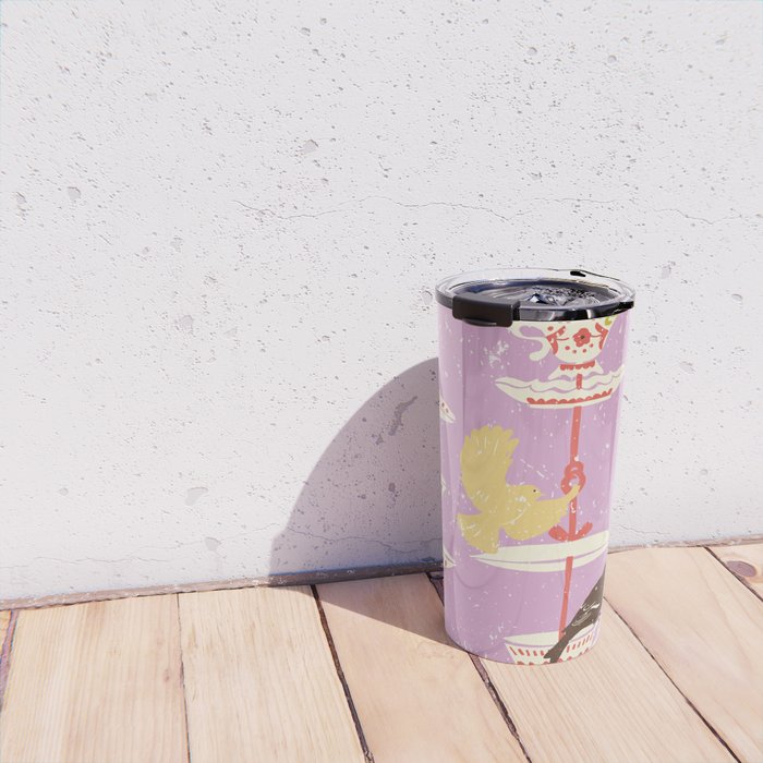 Garden Bird feeding happy pink Travel Mug Gallery Image 4