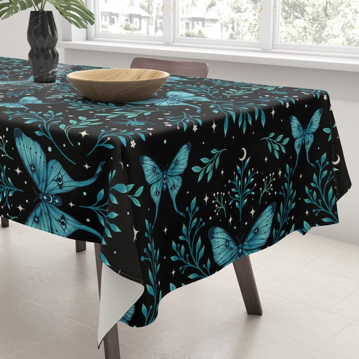 Mystical Luna Moth - Turquoise Tablecloth Gallery Image 3