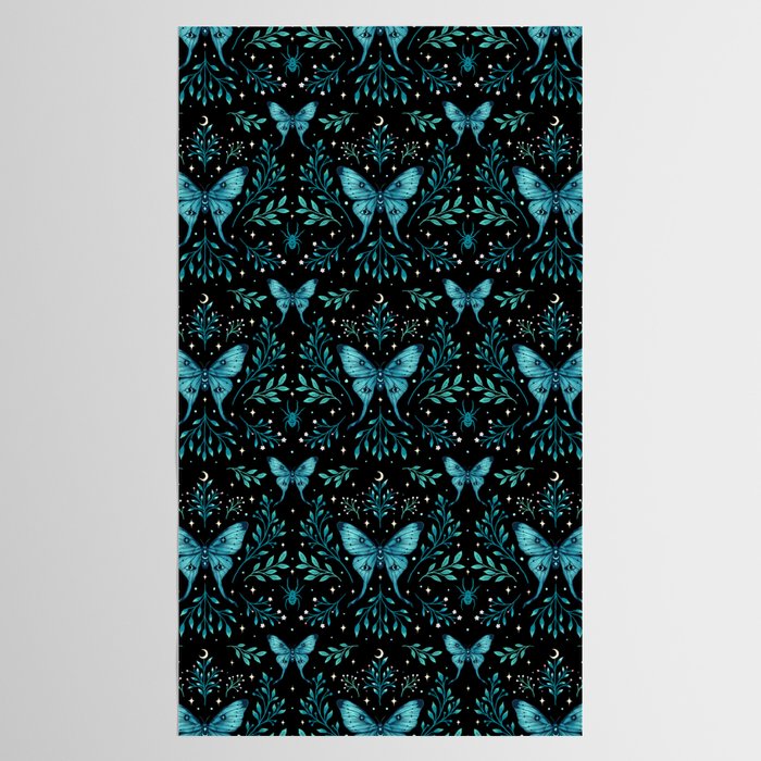 Mystical Luna Moth - Turquoise Tablecloth Gallery Image 2