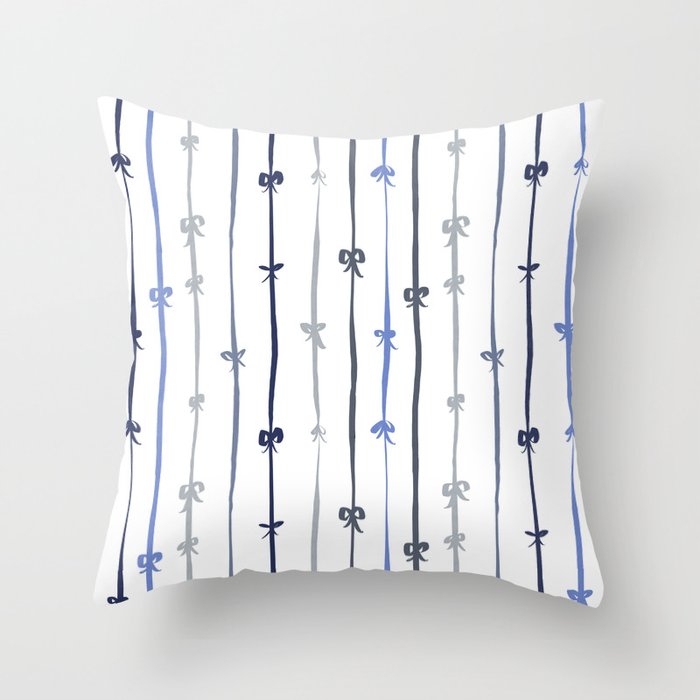 All in a bow - blue Throw Pillow Gallery Image 1