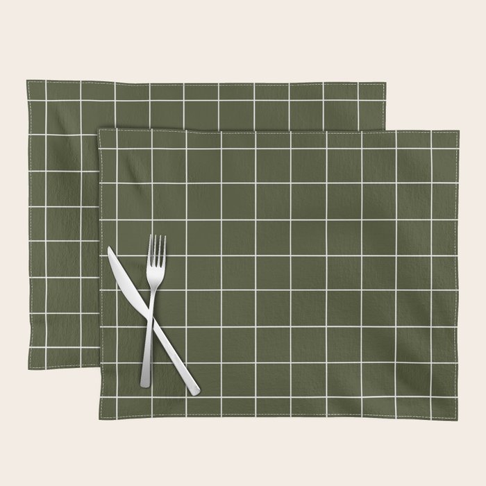 Grid (Olive Green) Placemat Gallery Image 1