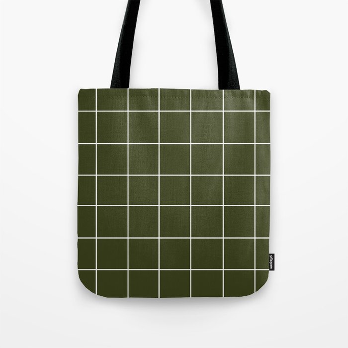Grid (Olive Green) Tote Bag Gallery Image 1