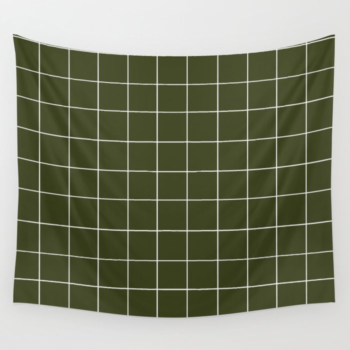 Grid (Olive Green) Wall Tapestry Gallery Image 4