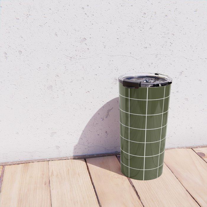 Grid (Olive Green) Travel Mug Gallery Image 4