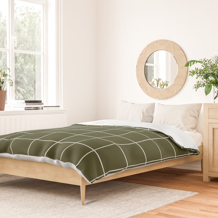 Grid (Olive Green) Duvet Cover Gallery Image 2