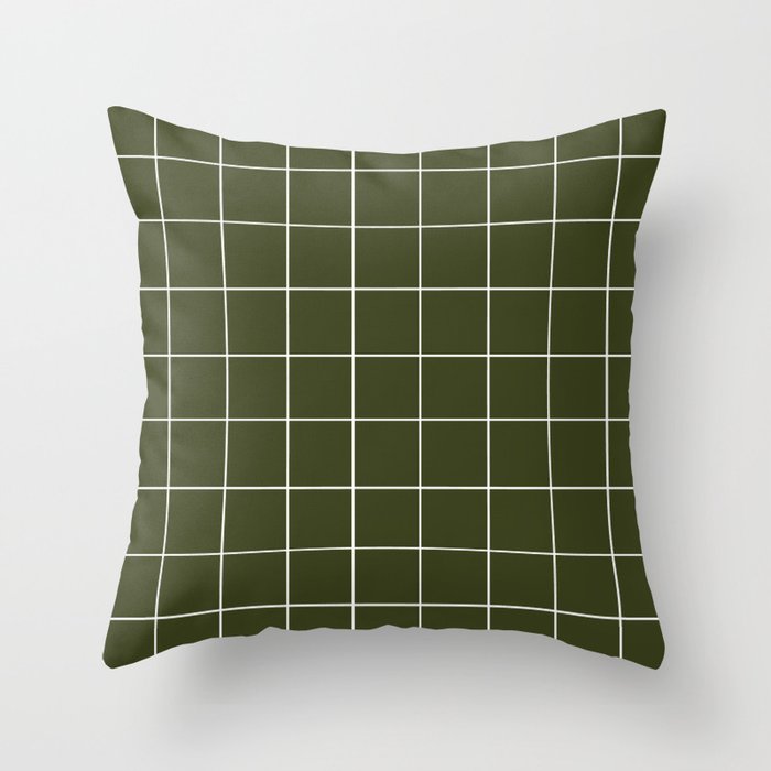 Grid (Olive Green) Throw Pillow Gallery Image 6
