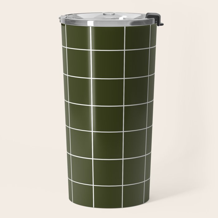 Grid (Olive Green) Travel Mug Gallery Image 2