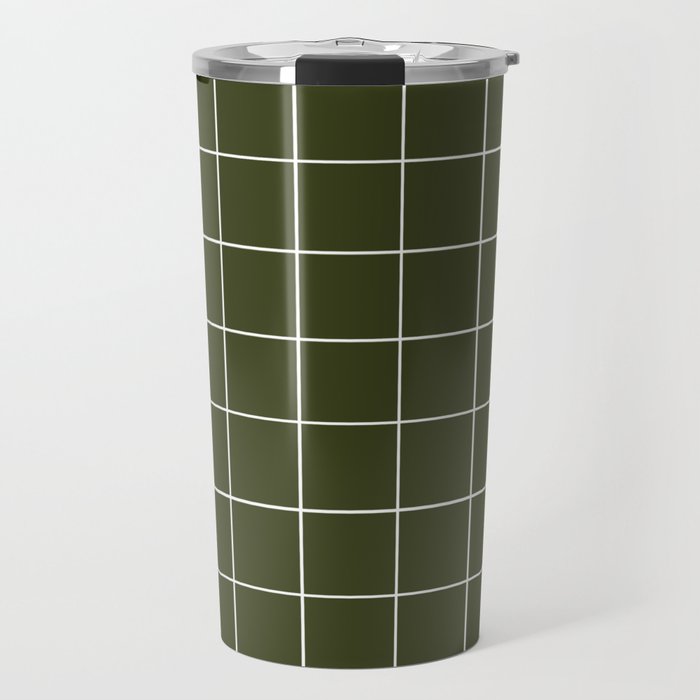 Grid (Olive Green) Travel Mug Gallery Image 1