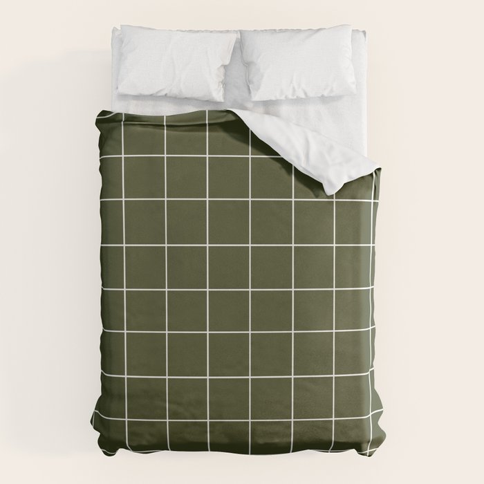 Grid (Olive Green) Duvet Cover Gallery Image 6