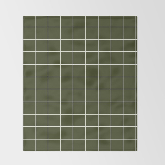 Grid (Olive Green) Throw Blanket Gallery Image 2