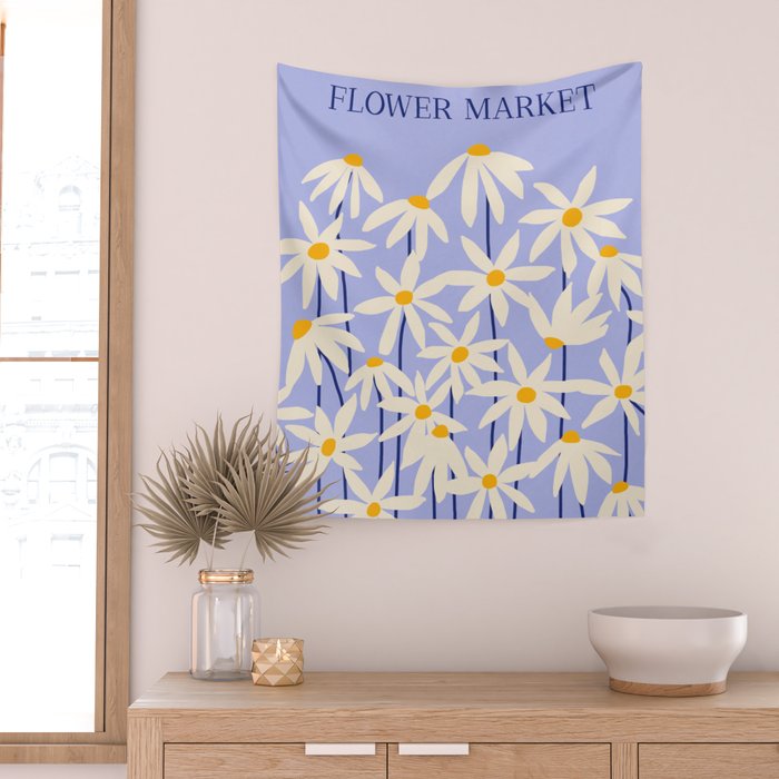 Flower Market - English Daisy Wall Tapestry Gallery Image 2