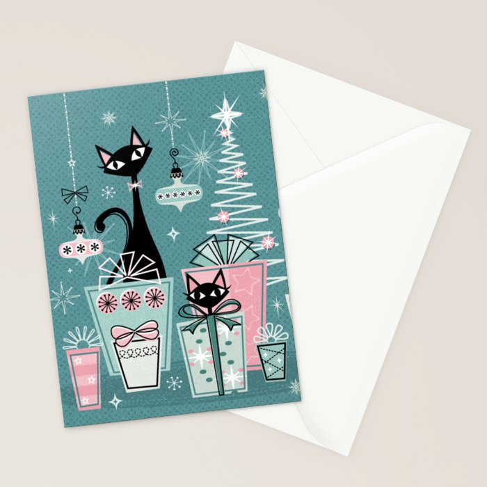 Vintage Kitty Christmas II sxs6- ©studioxtine Stationery Card Gallery Image 2
