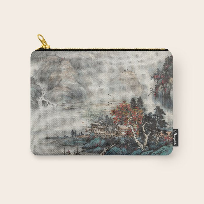 Magical Misty Japanese Mountain River Landscape Carry All Pouch Gallery Image 1