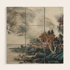 Magical Misty Japanese Mountain River Landscape Wood Wall Art Gallery Image 1