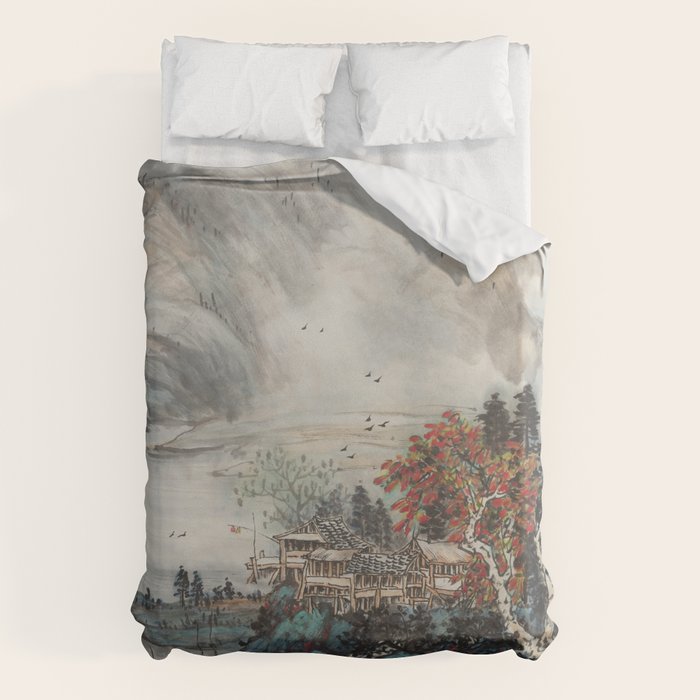Magical Misty Japanese Mountain River Landscape Duvet Cover Gallery Image 6