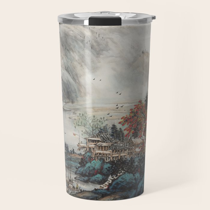 Magical Misty Japanese Mountain River Landscape Travel Mug Gallery Image 1