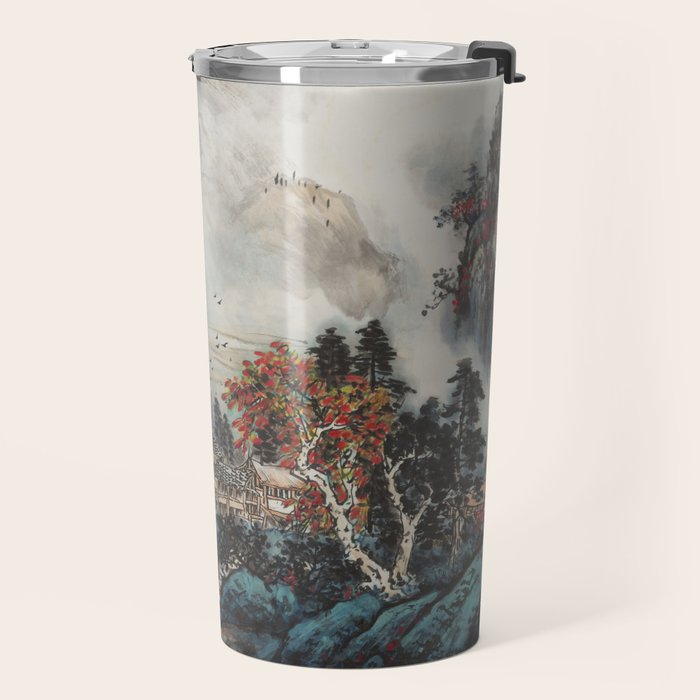 Magical Misty Japanese Mountain River Landscape Travel Mug Gallery Image 2