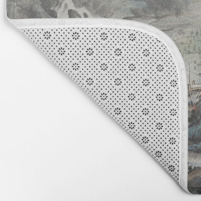 Magical Misty Japanese Mountain River Landscape Bath Mat Gallery Image 2