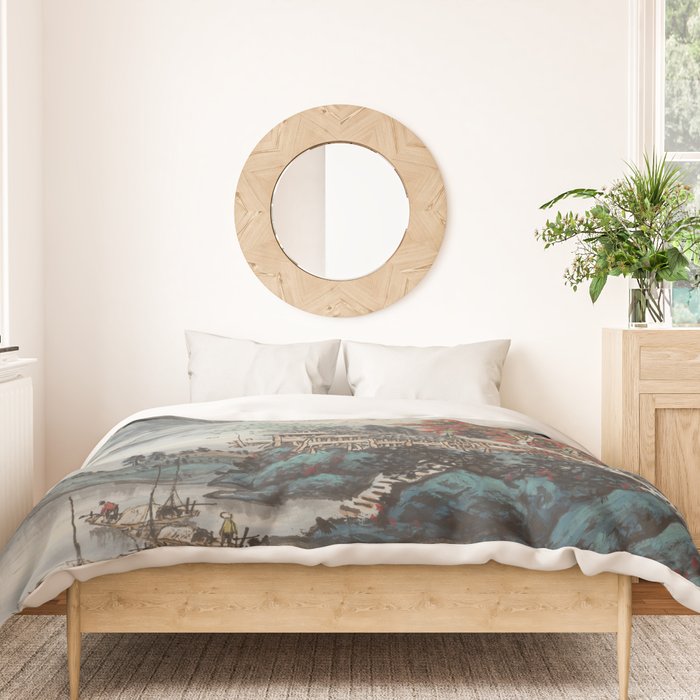 Magical Misty Japanese Mountain River Landscape Duvet Cover Gallery Image 3