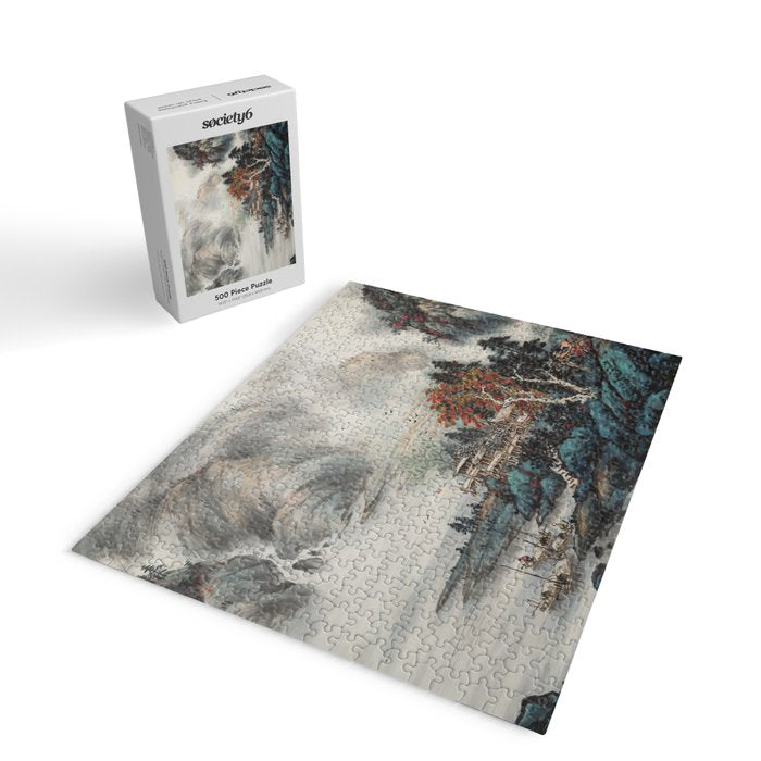 Magical Misty Japanese Mountain River Landscape Jigsaw Puzzle Gallery Image 2