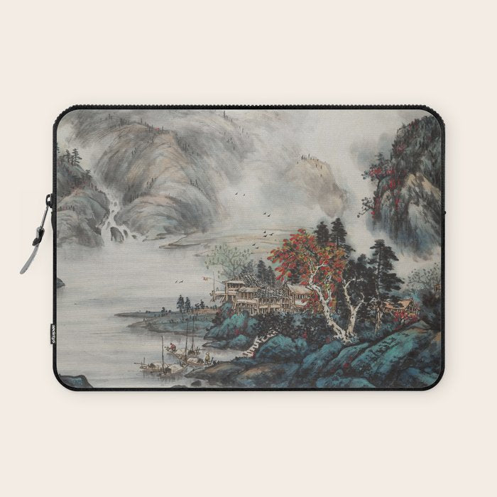 Magical Misty Japanese Mountain River Landscape Laptop Sleeve Gallery Image 1