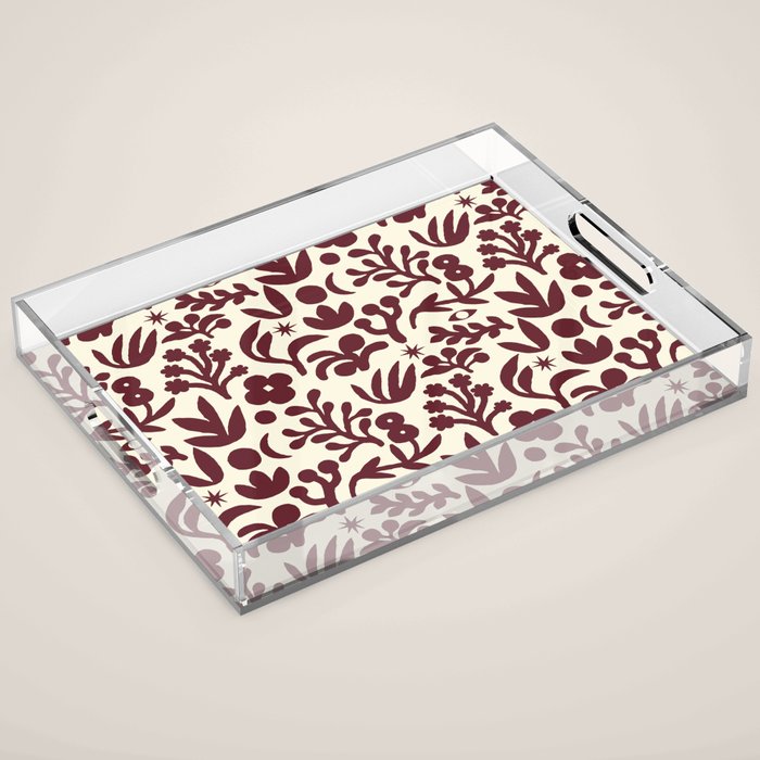 Floral shapes Pattern 01 Acrylic Tray Gallery Image 1