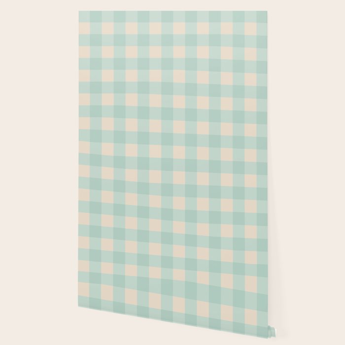 Retro Green Blue Gingham Wallpaper Gallery Image 2