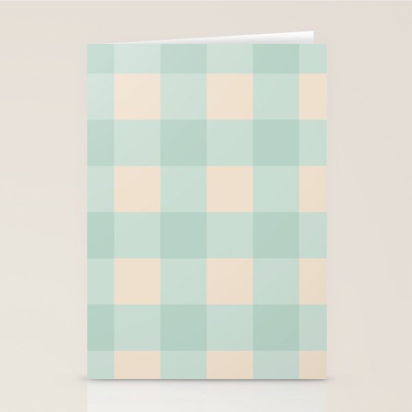 Retro Green Blue Gingham Stationery Card Gallery Image 1