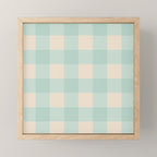Retro Green Blue Gingham Mini Art Print Gallery Image 1