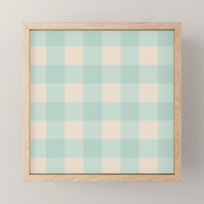 Retro Green Blue Gingham Mini Art Print Gallery Image 1