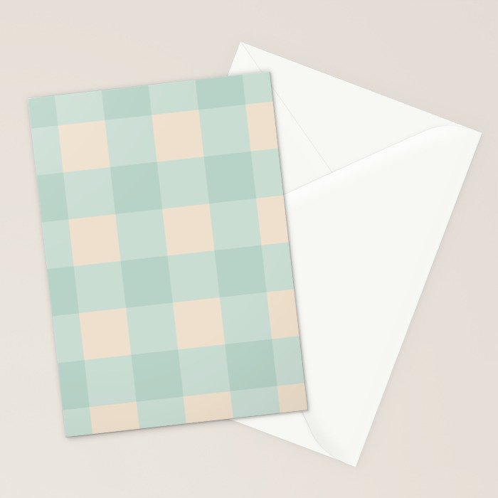 Retro Green Blue Gingham Stationery Card Gallery Image 2