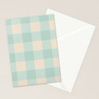 Retro Green Blue Gingham Stationery Card Gallery Image 2