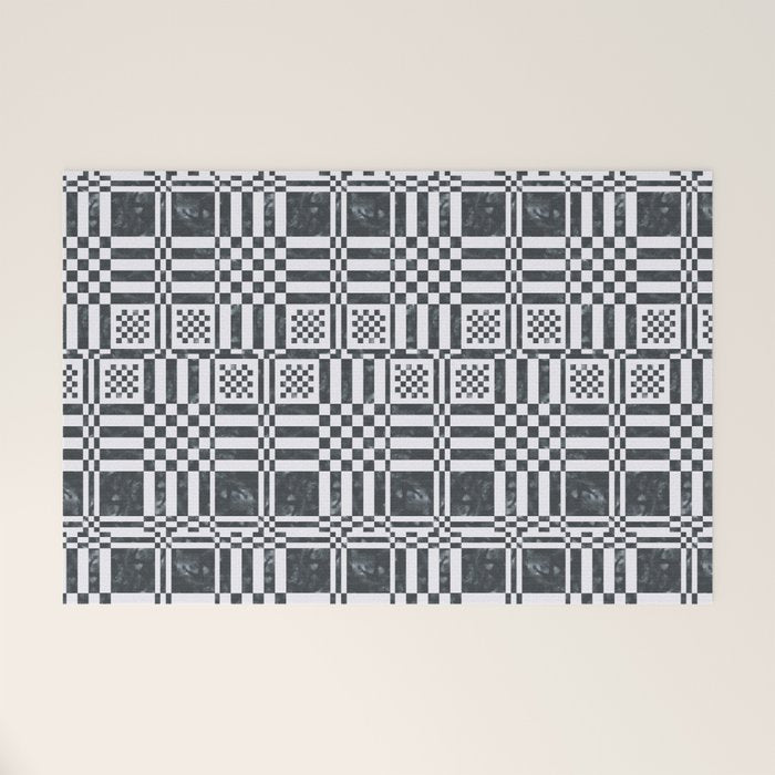 Structured Lines Grid Welcome Mat Gallery Image 1