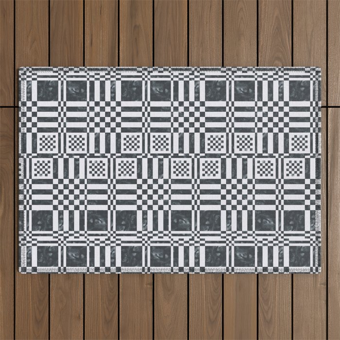 Structured Lines Grid Outdoor Rug Gallery Image 1